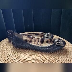 Black snake skin Size 6.5 sam edelman ballet shoes with jewels